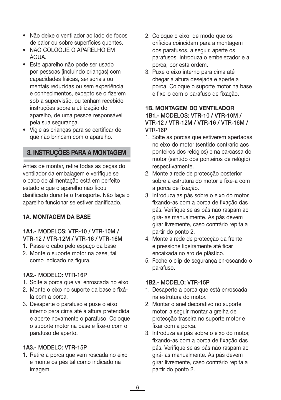 Instruções para a montagem | Fagor VTR-12 User Manual | Page 8 / 42