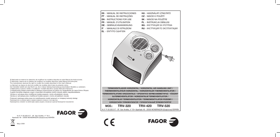 Fagor TRV-320 User Manual | 26 pages