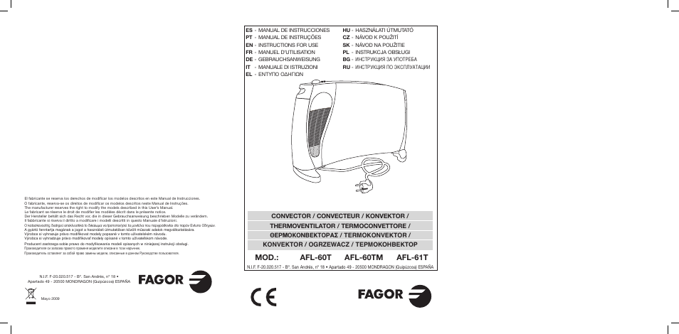 Fagor AFL-60TM User Manual | 26 pages