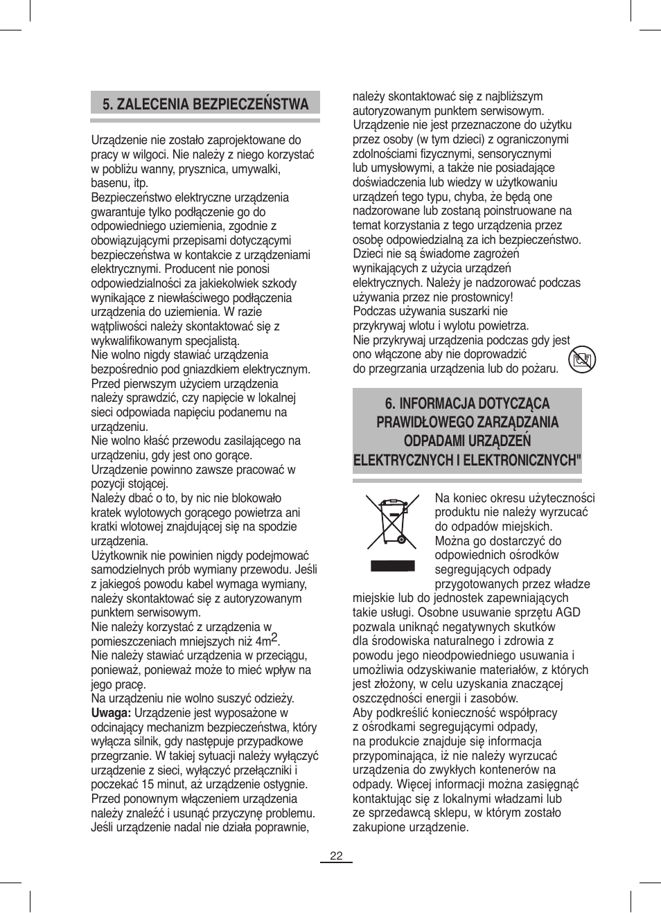 Zalecenia bezpieczeństwa | Fagor AFL-60TM User Manual | Page 23 / 26