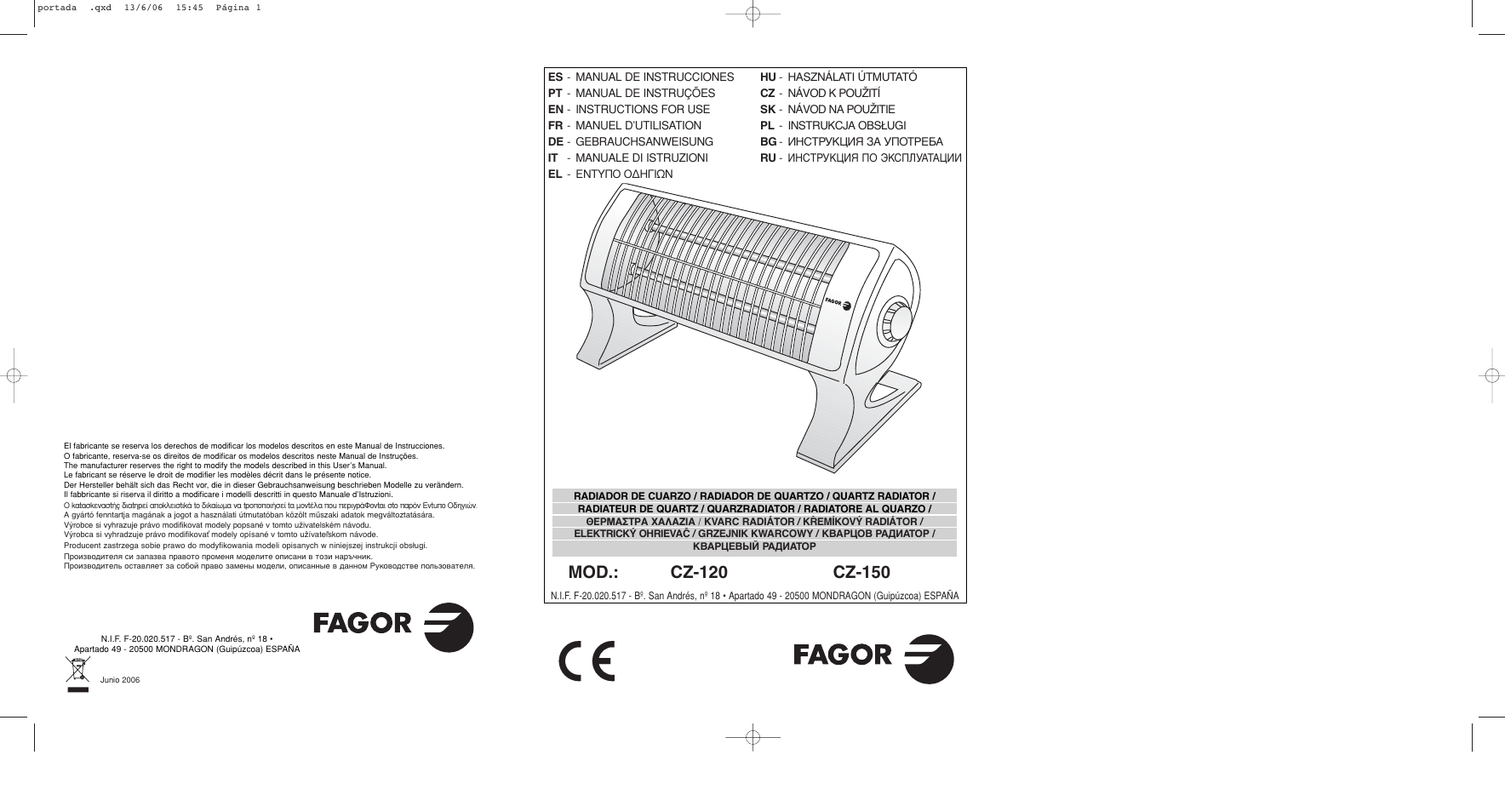 Fagor CZ-150 User Manual | 38 pages