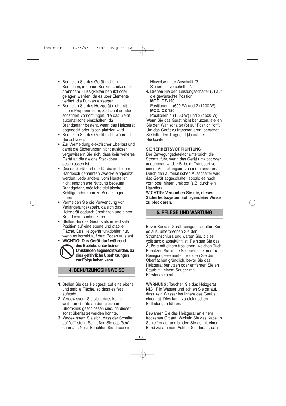 Fagor CZ-150 User Manual | Page 14 / 38
