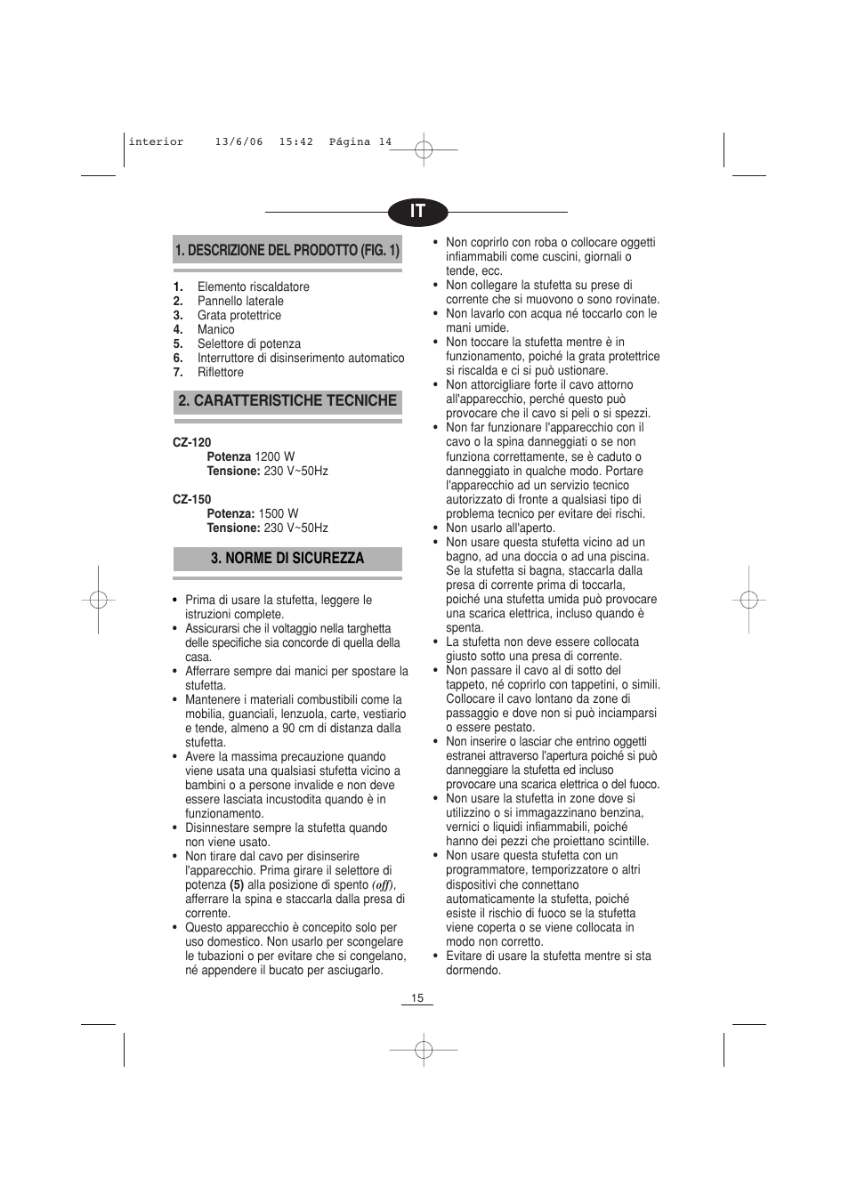 Fagor CZ-150 User Manual | Page 16 / 38