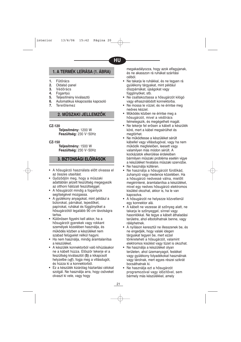 Fagor CZ-150 User Manual | Page 22 / 38