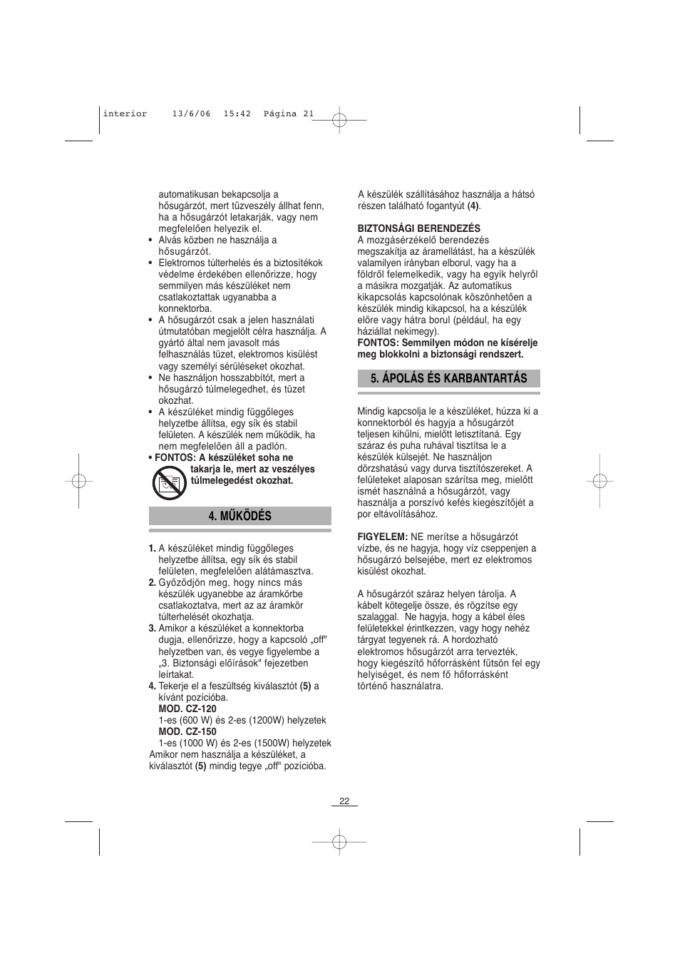 Fagor CZ-150 User Manual | Page 23 / 38