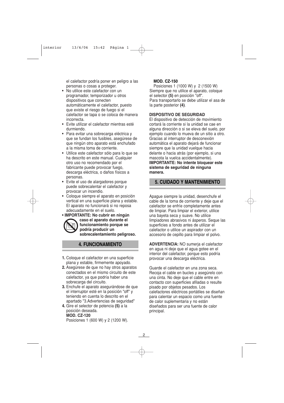 Fagor CZ-150 User Manual | Page 3 / 38