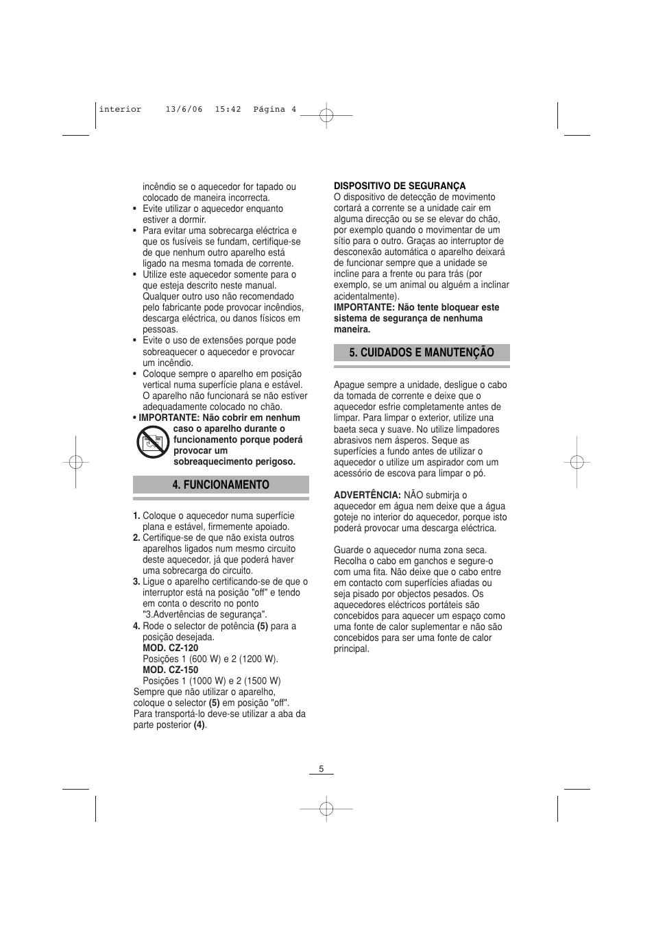 Fagor CZ-150 User Manual | Page 6 / 38