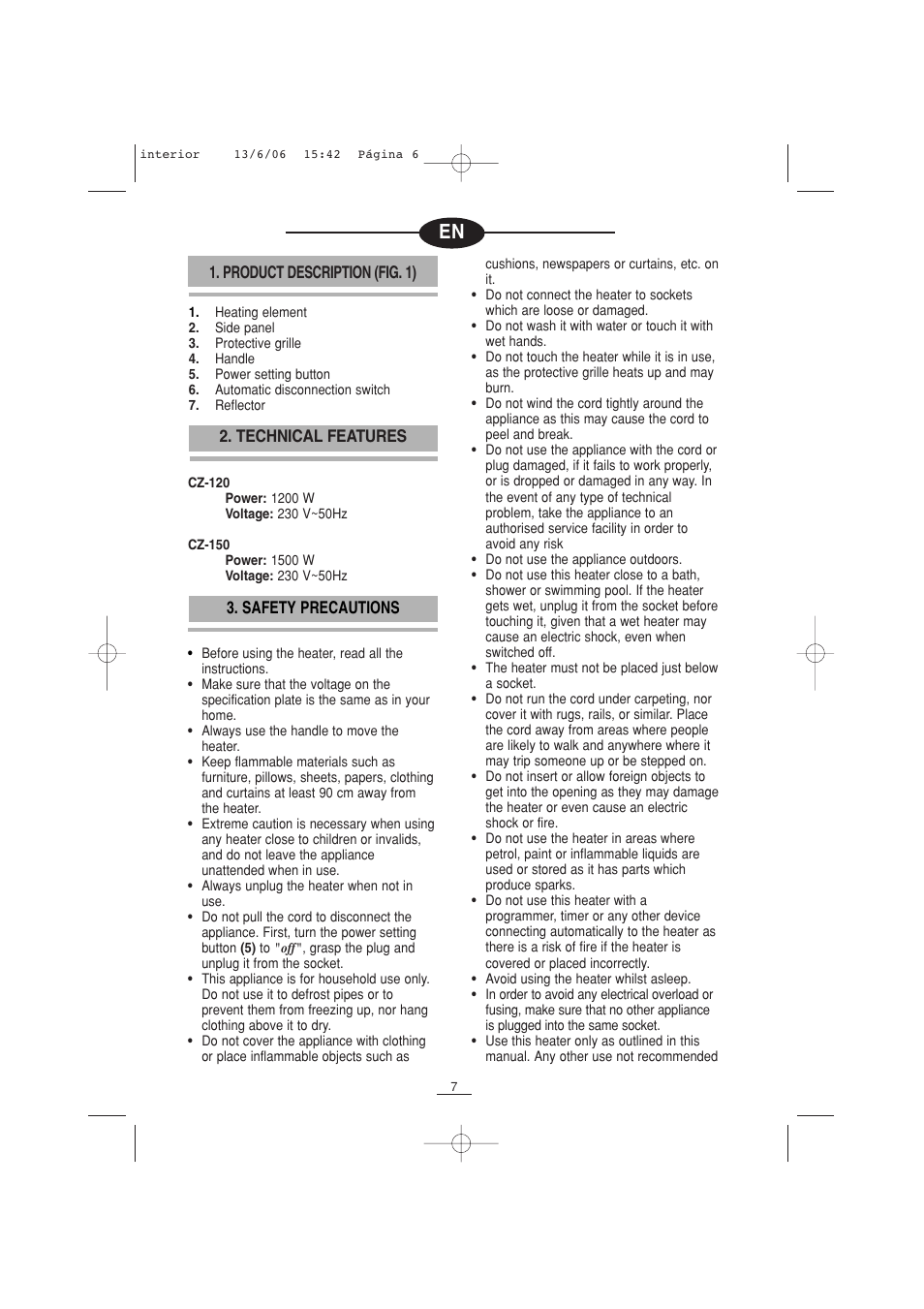 Fagor CZ-150 User Manual | Page 8 / 38