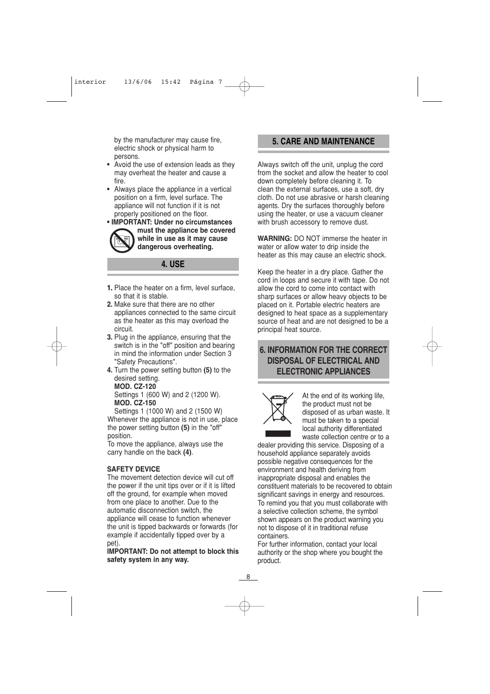 Fagor CZ-150 User Manual | Page 9 / 38