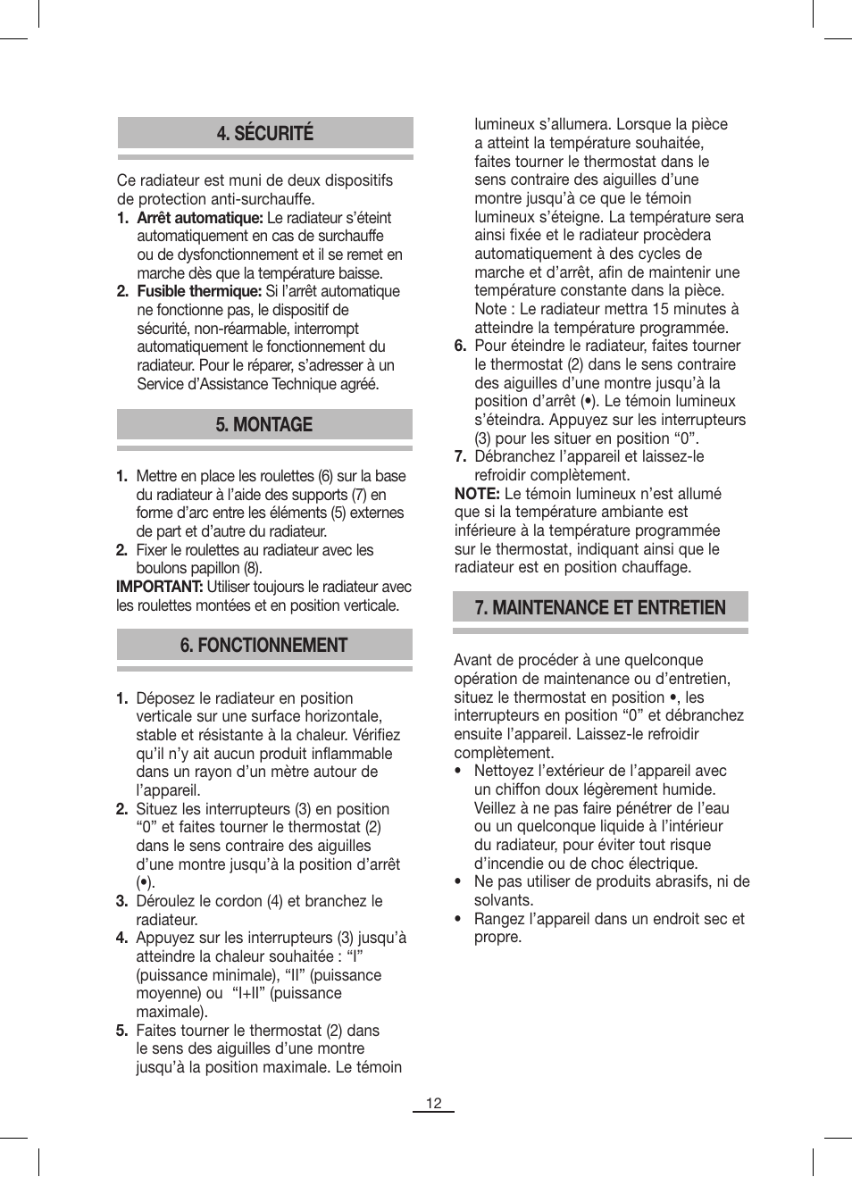 Sécurité, Montage, Fonctionnement | Maintenance et entretien | Fagor RN-1500 User Manual | Page 13 / 46