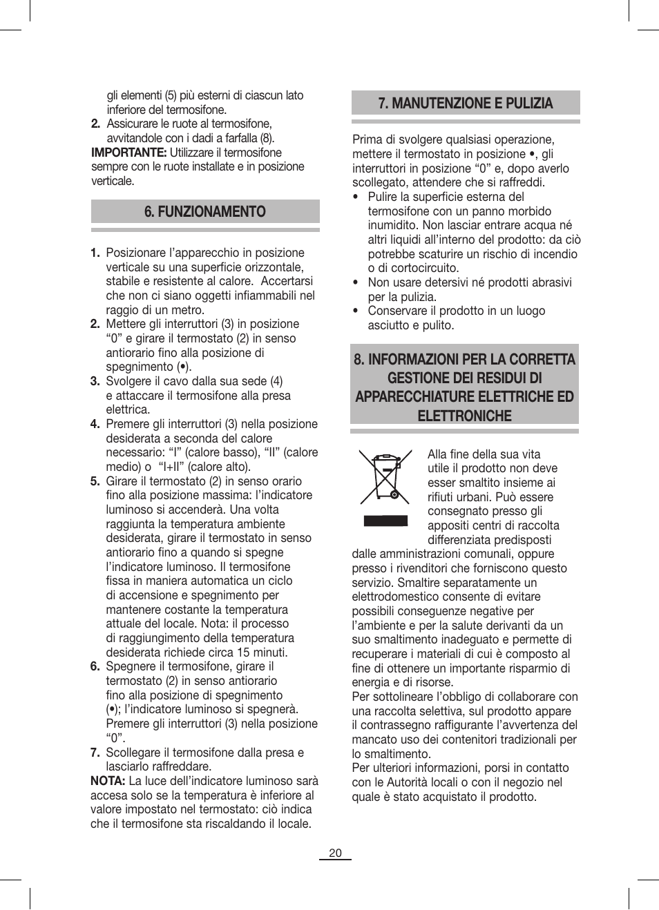 Funzionamento, Manutenzione e pulizia | Fagor RN-1500 User Manual | Page 21 / 46