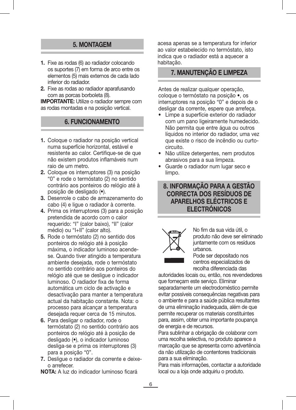 Montagem, Funcionamento, Manutenção e limpeza | Fagor RN-1500 User Manual | Page 7 / 46