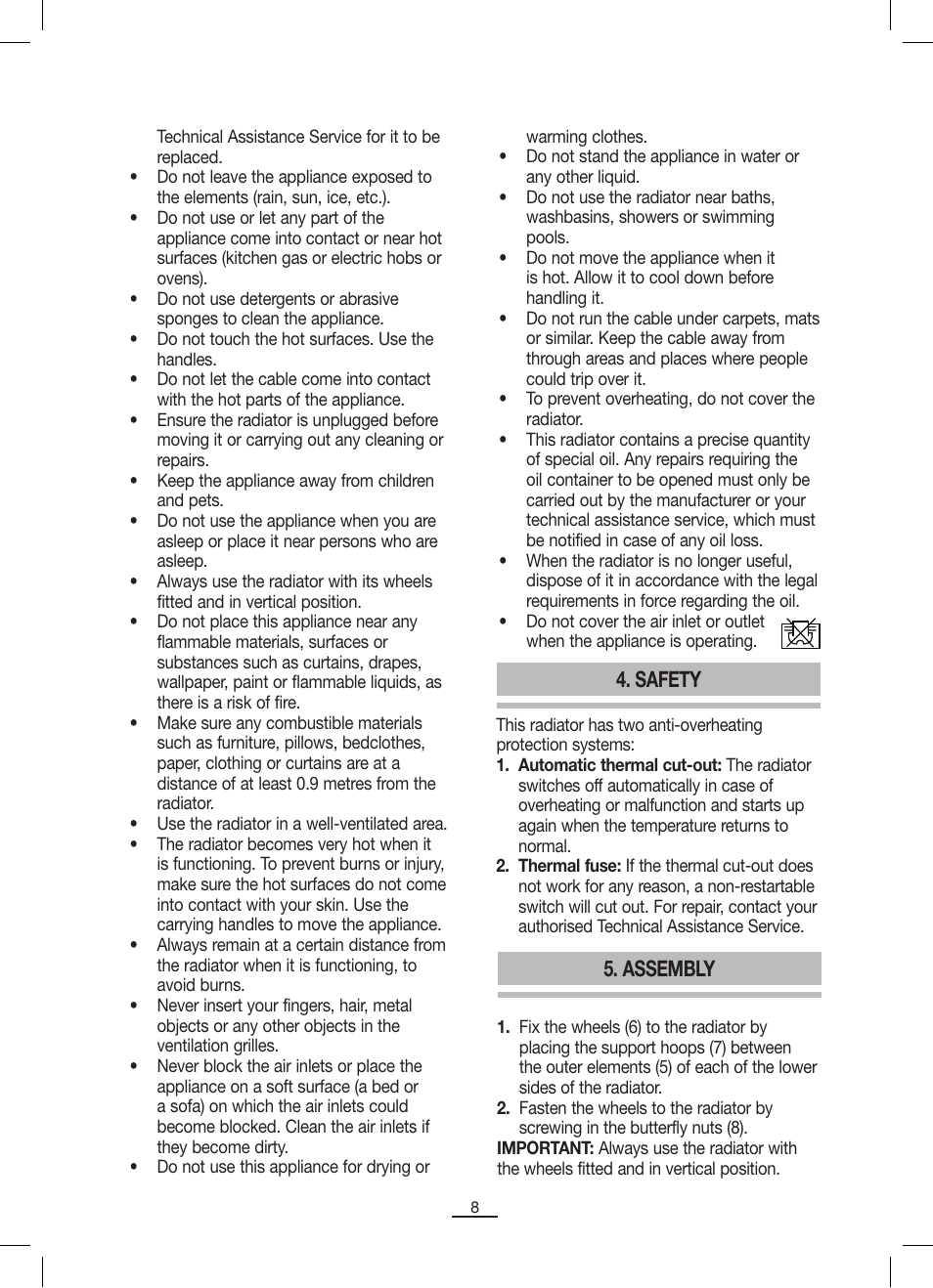 Safety, Assembly | Fagor RN-1500 User Manual | Page 9 / 46