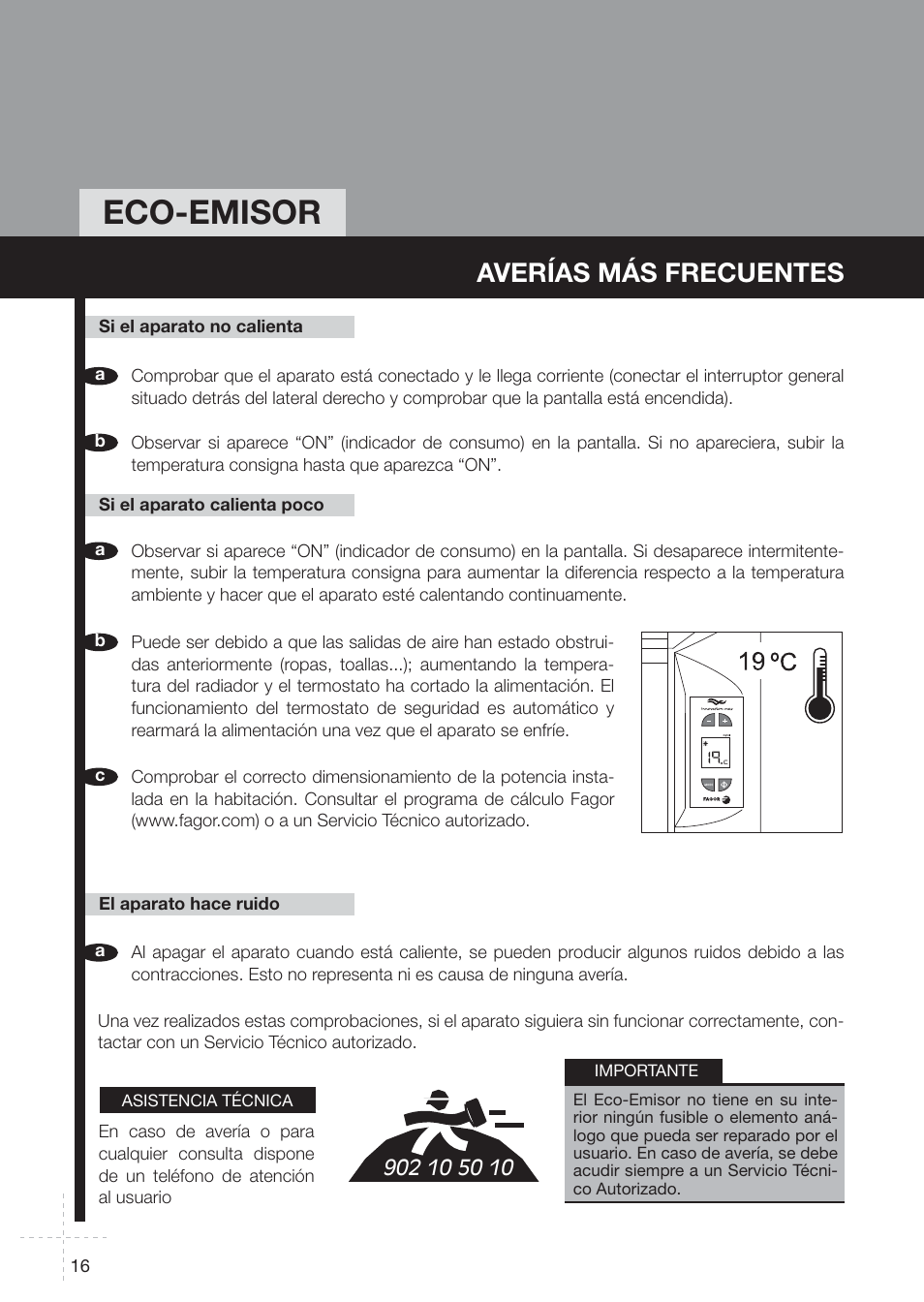 Eco-emisor, Averías más frecuentes | Fagor REIN-652I User Manual | Page 16 / 74