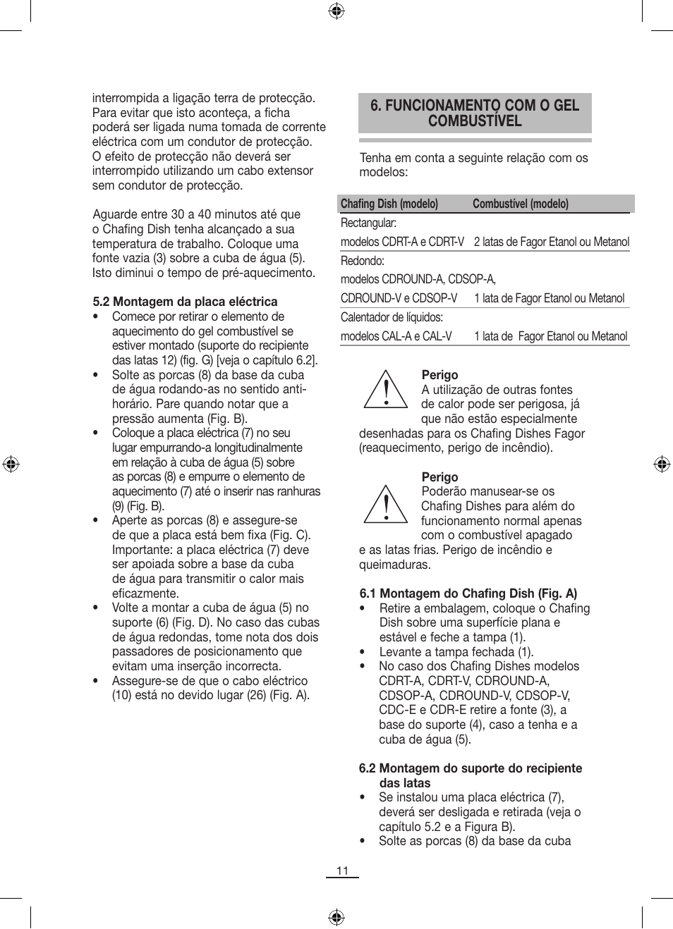 Funcionamento com o gel combustível | Fagor SERV-V User Manual | Page 13 / 30