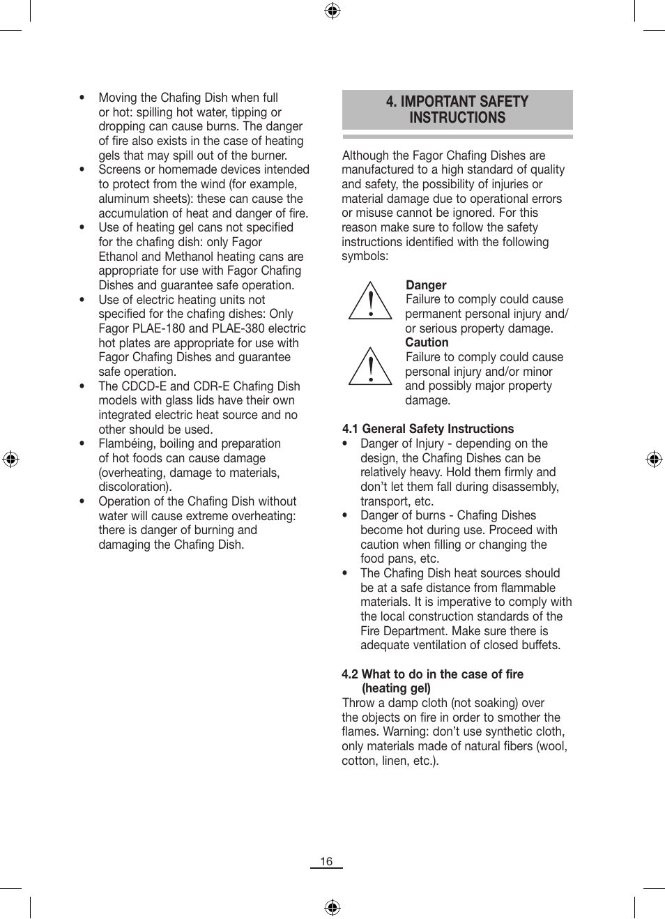 Important safety instructions | Fagor SERV-V User Manual | Page 18 / 30