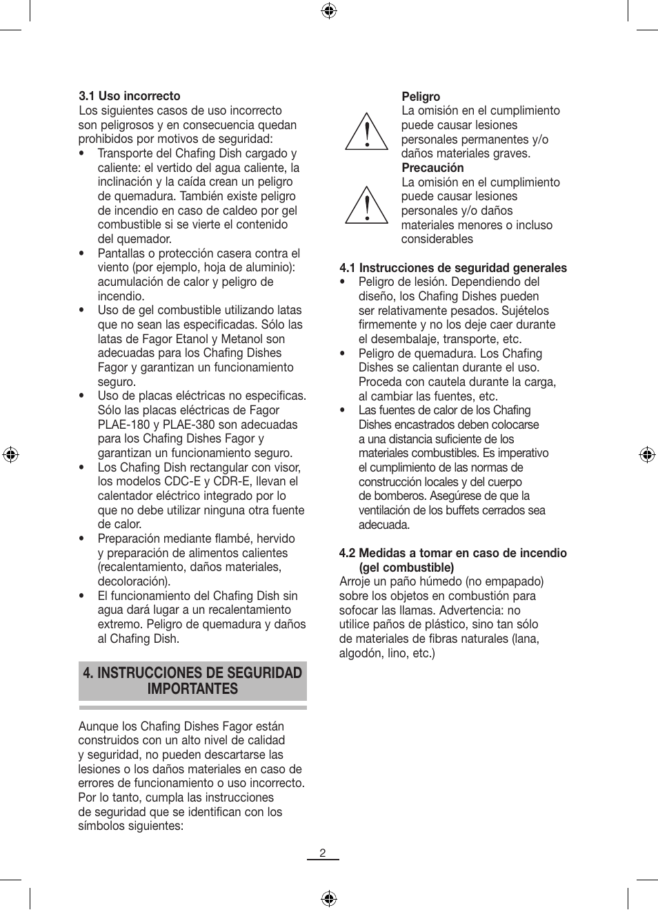 Instrucciones de seguridad importantes | Fagor SERV-V User Manual | Page 4 / 30