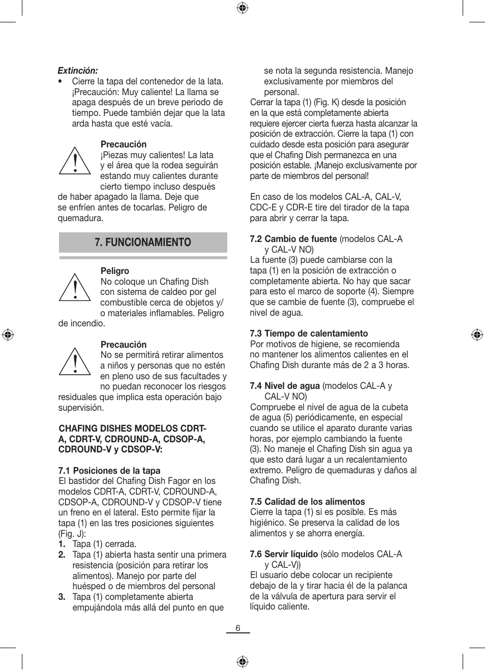Funcionamiento | Fagor SERV-V User Manual | Page 8 / 30