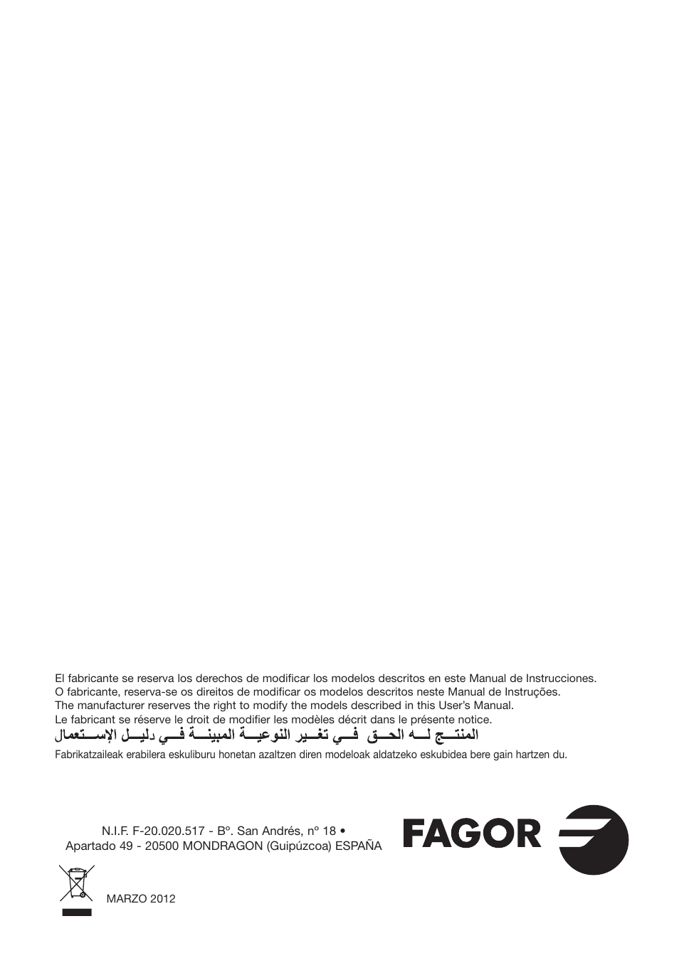Fagor PRACTICA User Manual | Page 36 / 36