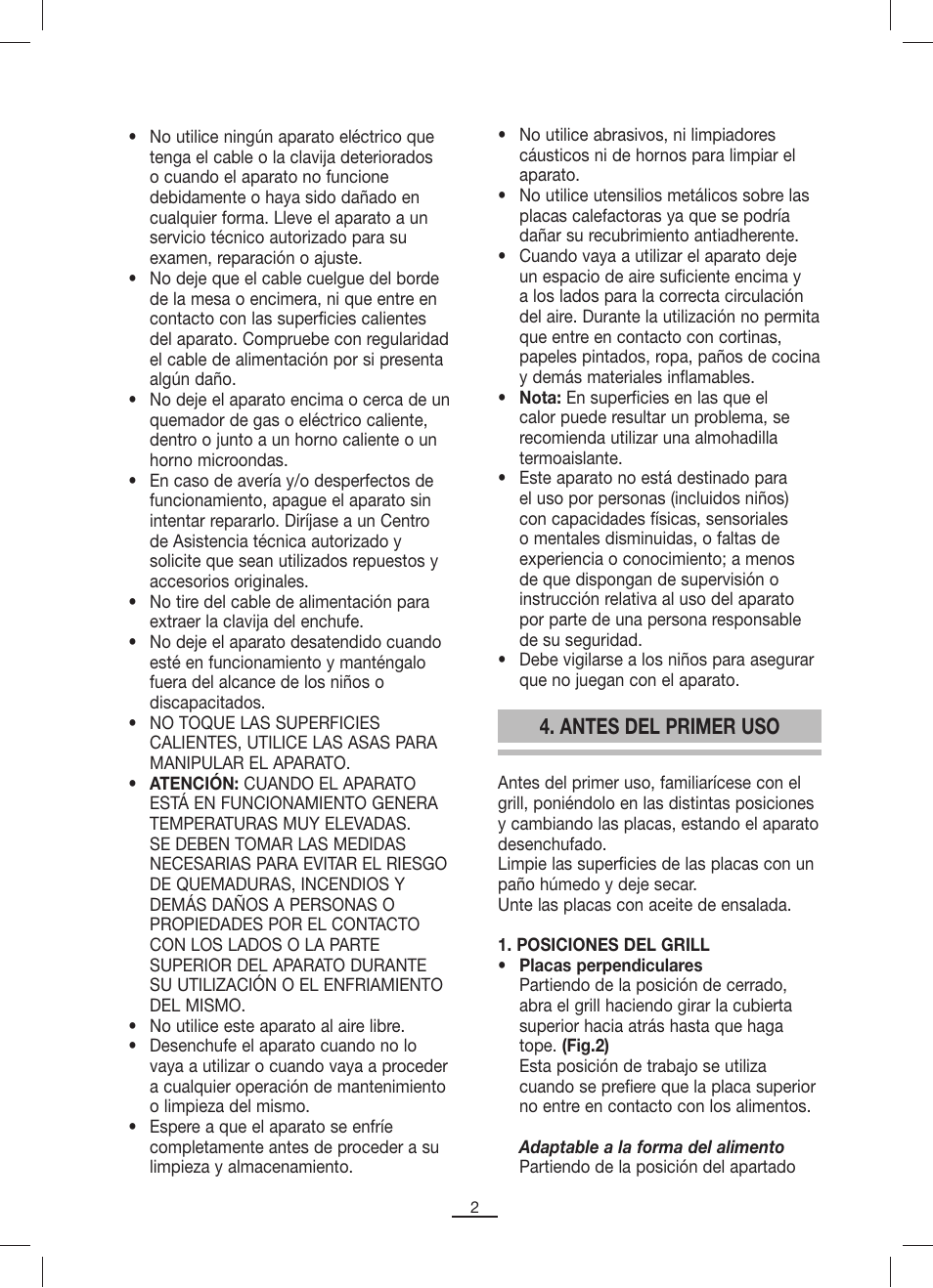 Antes del primer uso | Fagor GRP-8 User Manual | Page 3 / 17