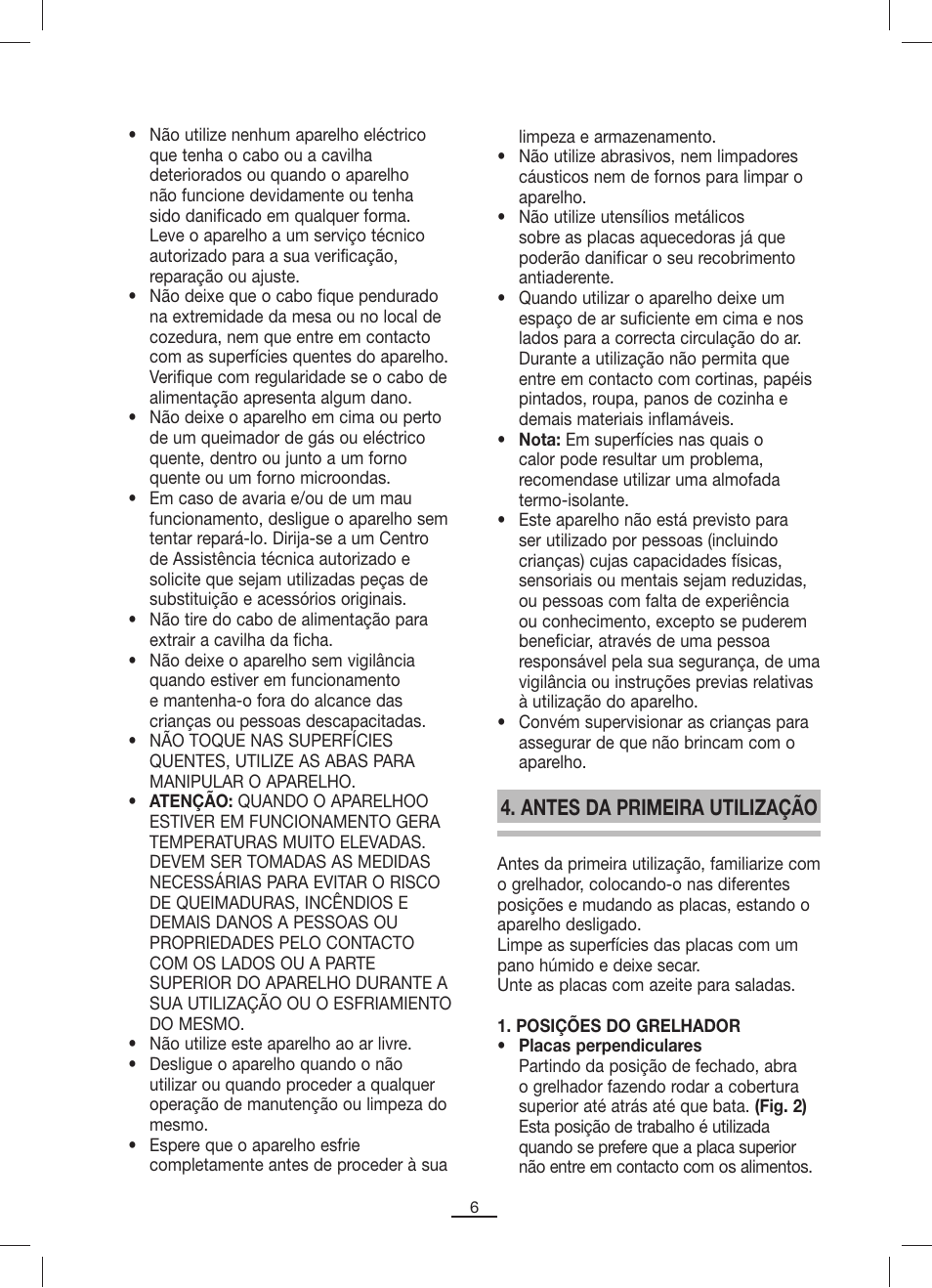 Antes da primeira utilização | Fagor GRP-8 User Manual | Page 7 / 17