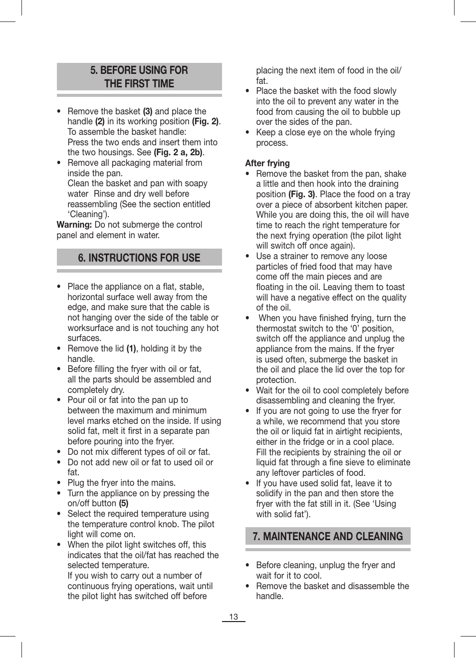 Instructions for use, Before using for the first time, Maintenance and cleaning | Fagor FP-7L User Manual | Page 14 / 21