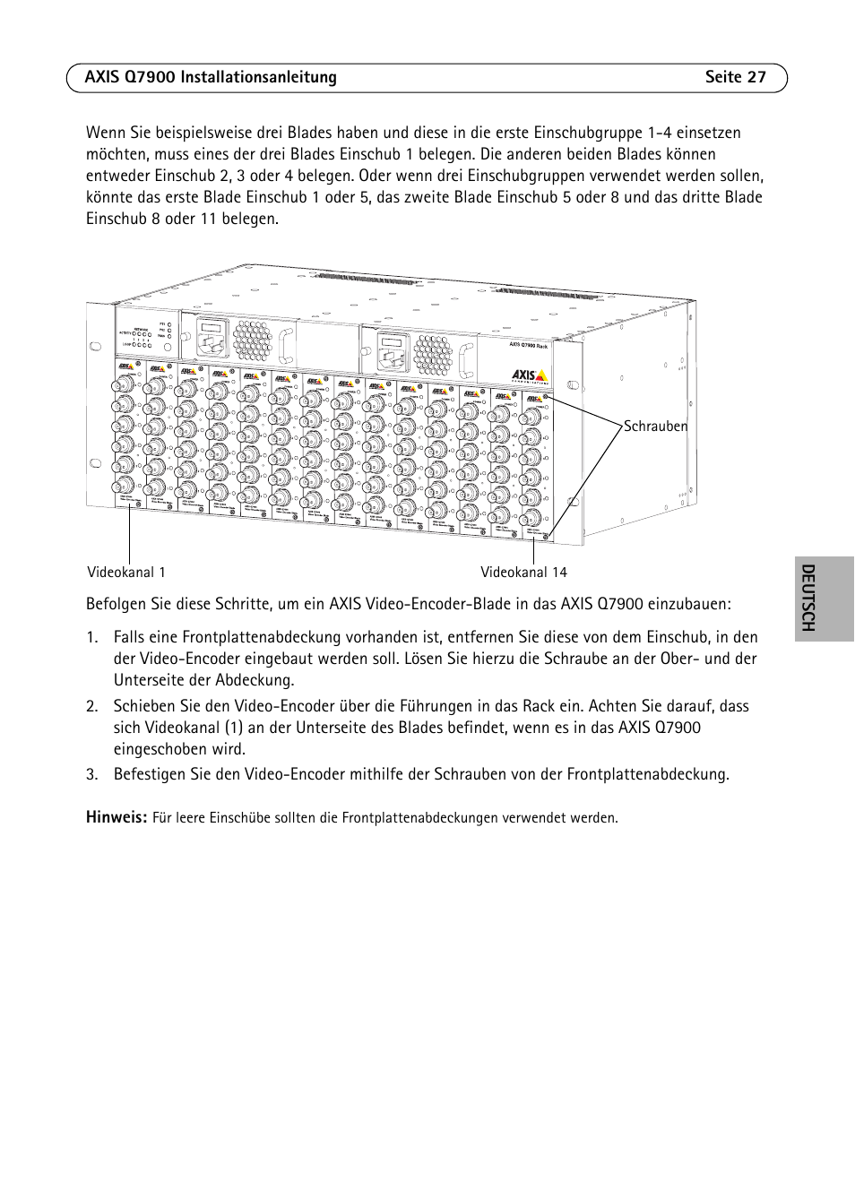 Axis Communications AXIS Q7900 Rack User Manual | Page 27 / 54