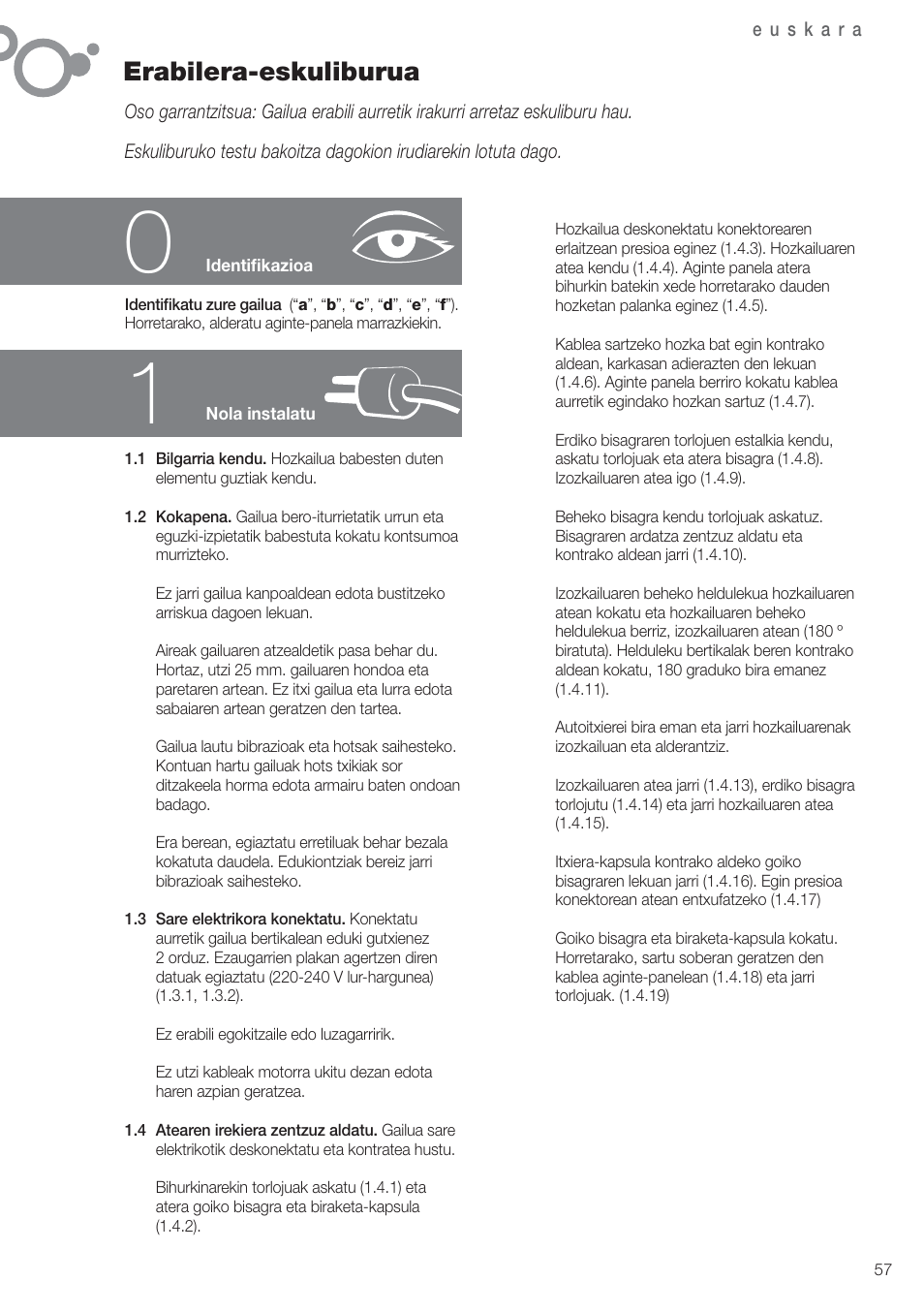 Erabilera-eskuliburua | Fagor FFK6845VX User Manual | Page 64 / 86