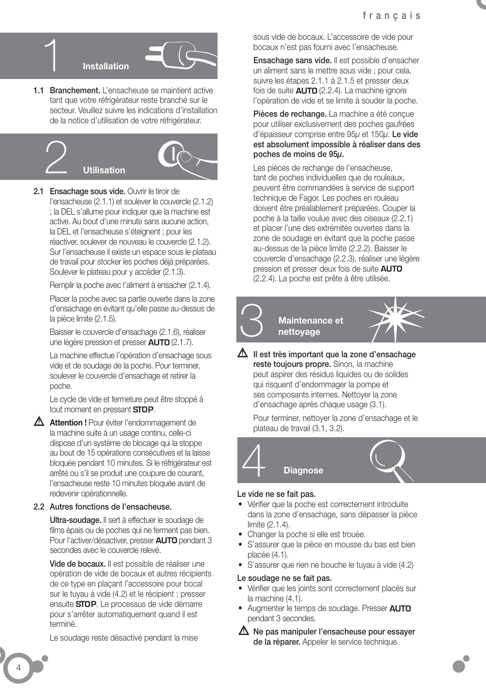 Fagor FFK6845VX User Manual | Page 72 / 86