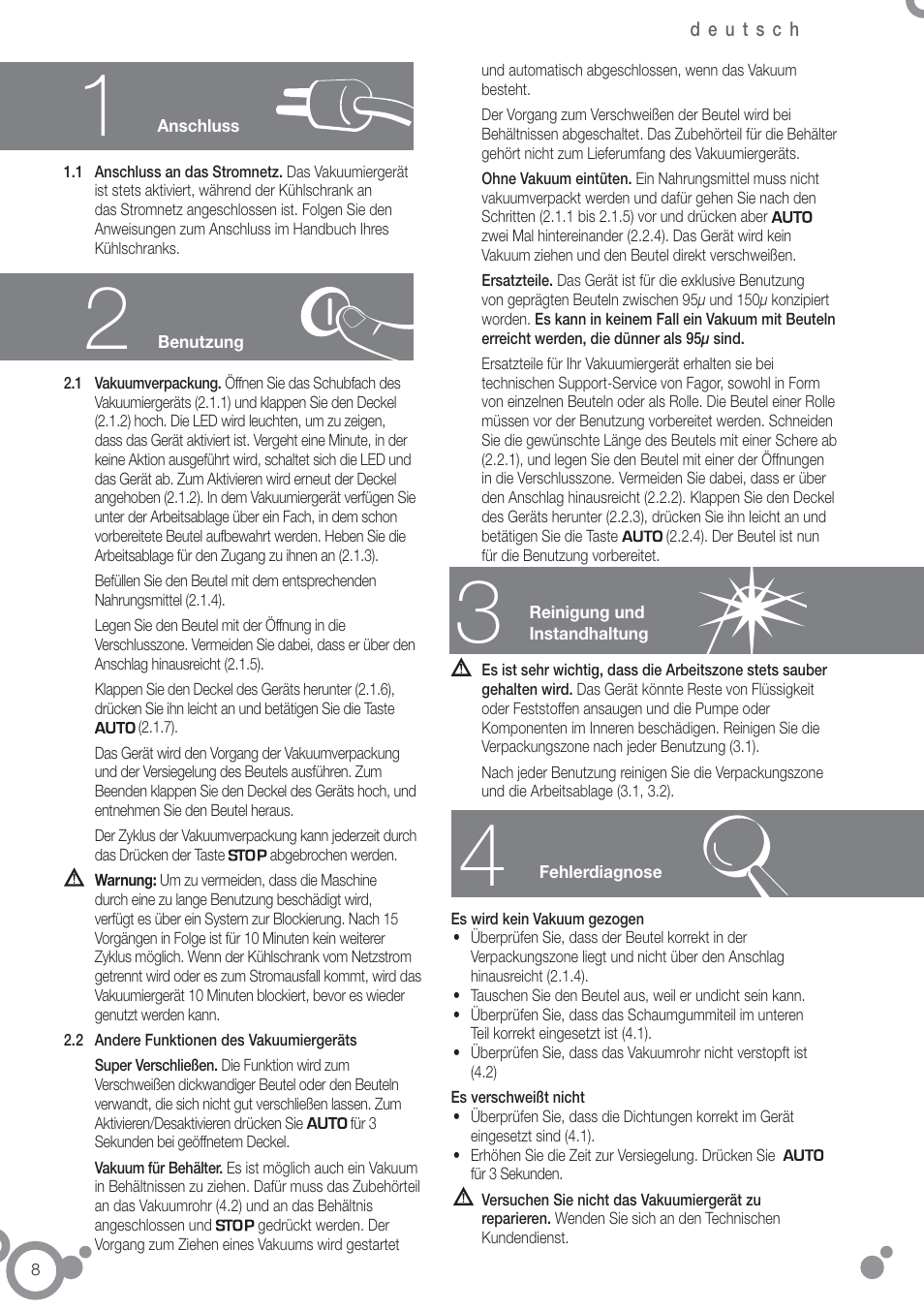 Fagor FFK6845VX User Manual | Page 76 / 86