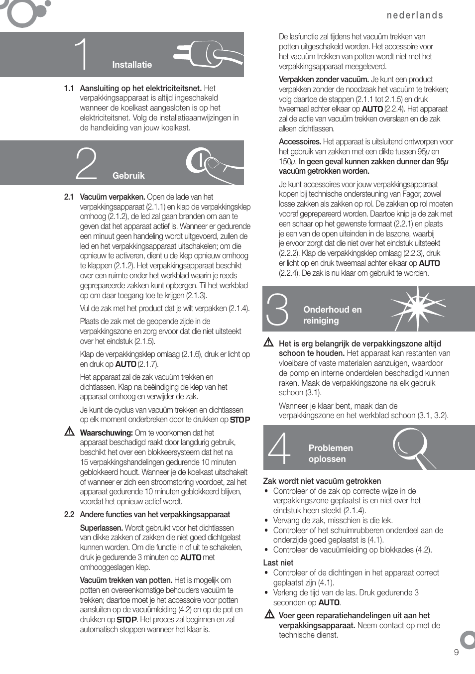 Fagor FFK6845VX User Manual | Page 77 / 86