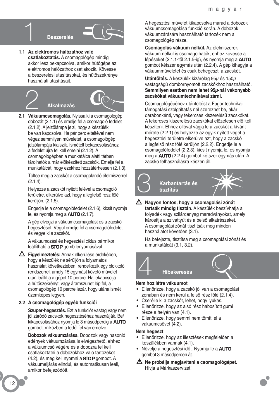 Fagor FFK6845VX User Manual | Page 80 / 86