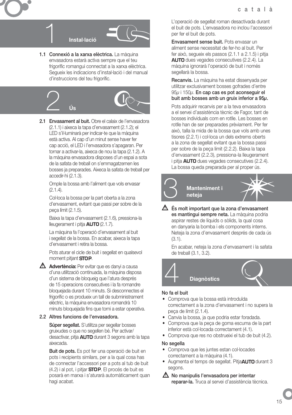 Fagor FFK6845VX User Manual | Page 83 / 86