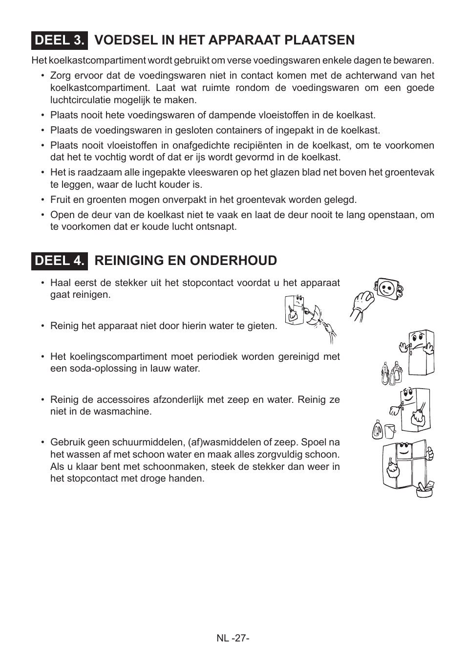 Voedsel in het apparaat plaatsen deel 3, Reiniging en onderhoud deel 4 | Fagor 3FIS-882 User Manual | Page 29 / 44