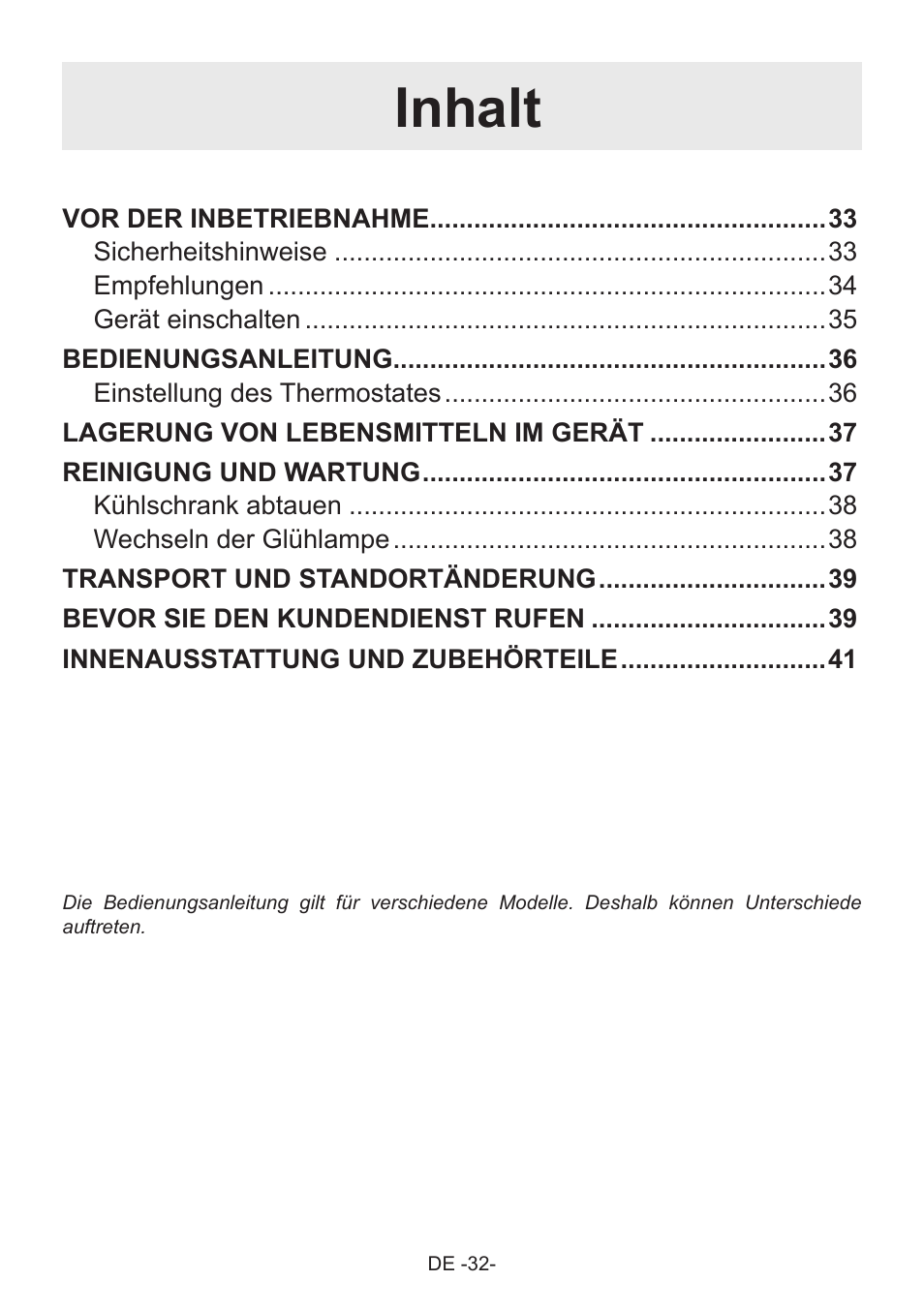 Inhalt | Fagor 3FIS-882 User Manual | Page 34 / 44