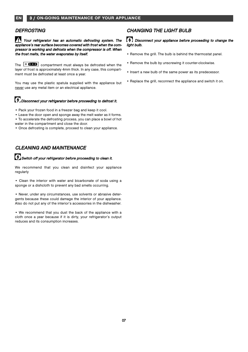 Dde ef fr ro os st tiin ng g | Fagor FA2532 User Manual | Page 35 / 56