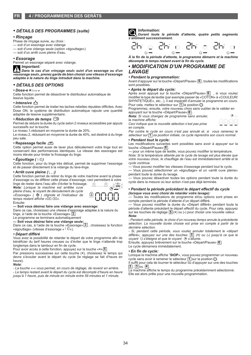 Modification d’un programme de lavage | Fagor FET-6412D User Manual | Page 34 / 52