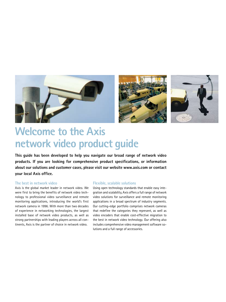 Welcome to the axis network video product guide | Axis Communications Product guide User Manual | Page 2 / 40