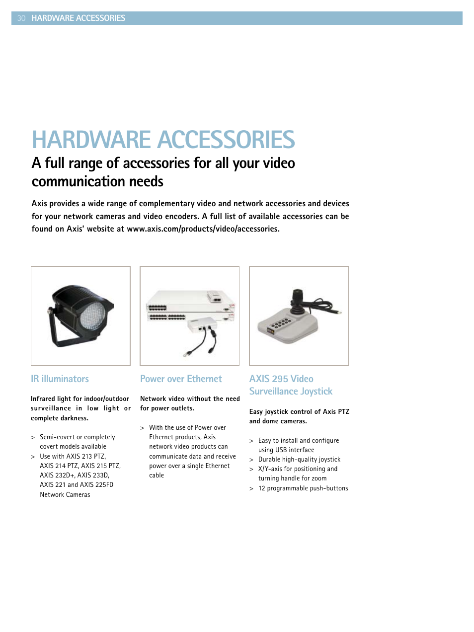 Hardware accessories | Axis Communications Product guide User Manual | Page 30 / 40
