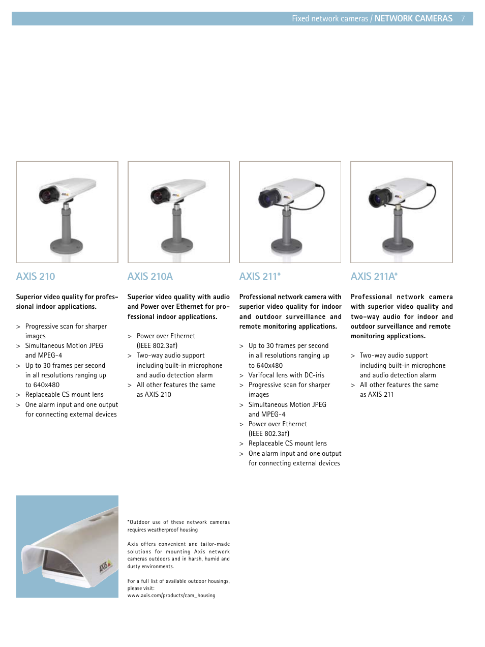 Axis 210, Axis 210a, Axis 211 | Axis 211a | Axis Communications Product guide User Manual | Page 7 / 40