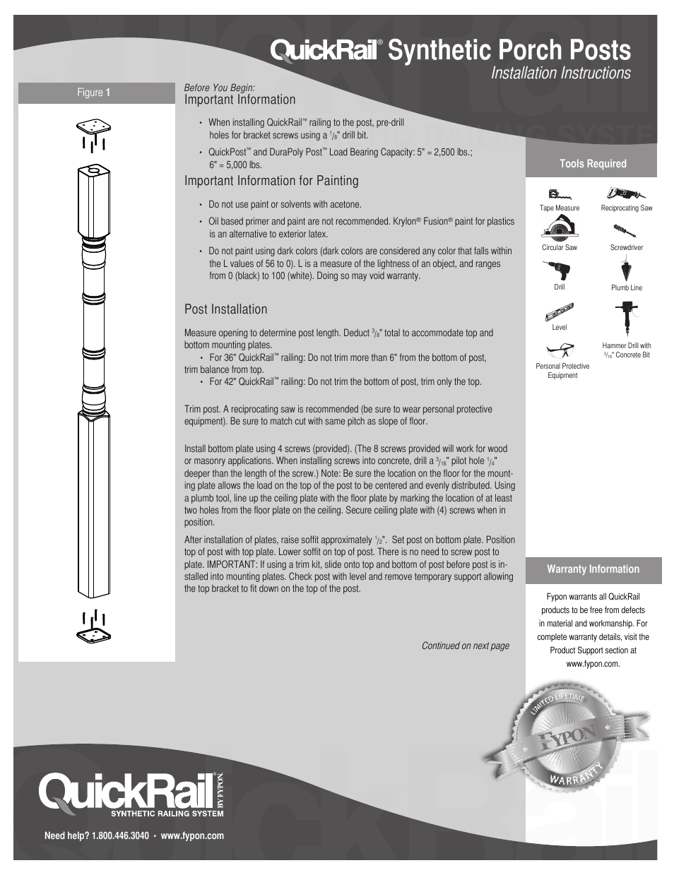 Fypon QuickPost and Durapoly Posts User Manual | 2 pages