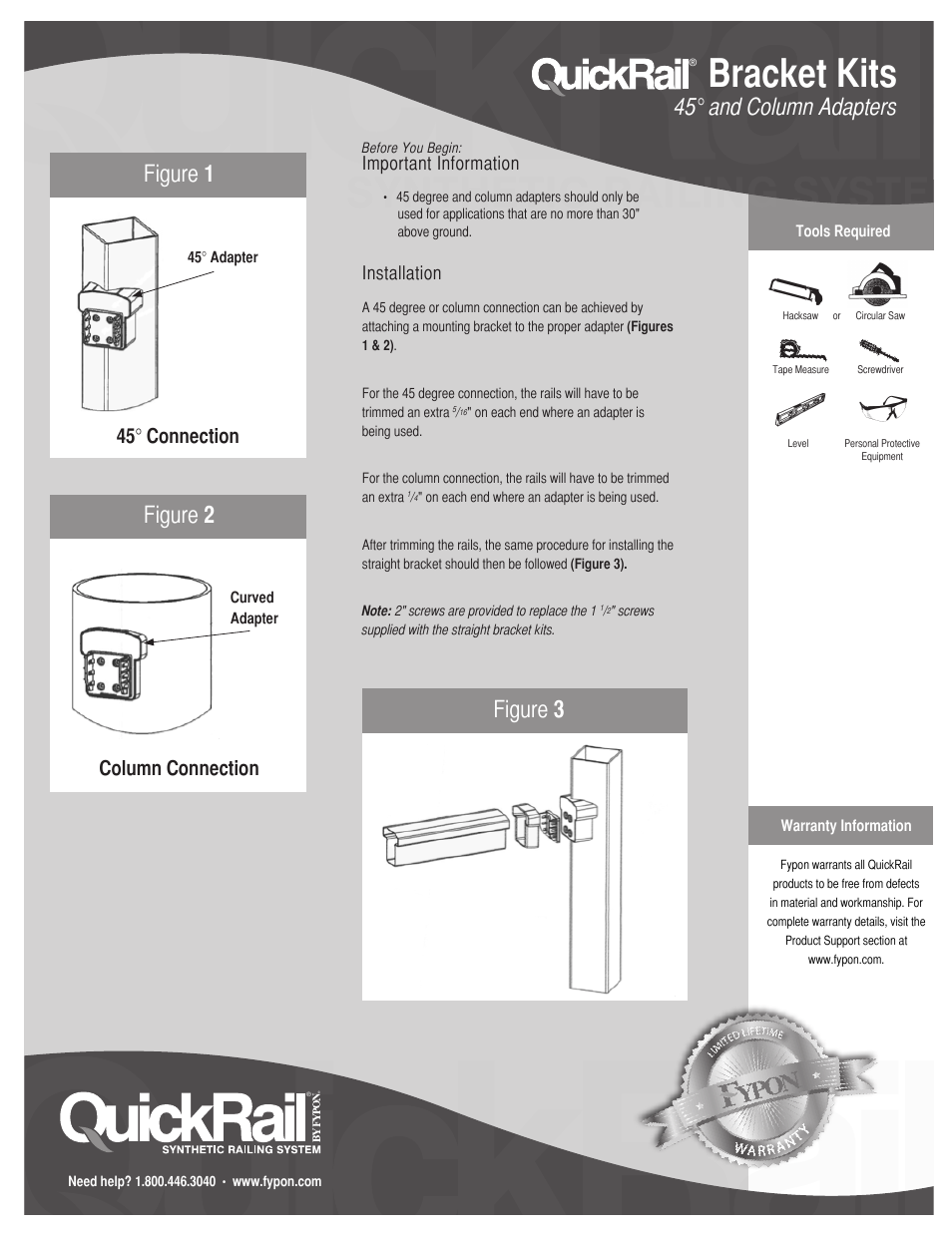 Fypon Quick Rail Bracket Kits User Manual | 1 page