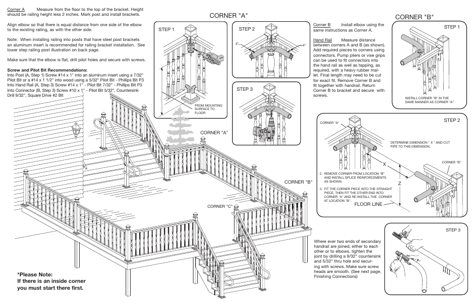 Corner "a, Corner "b | Fypon Quick Rail Grab Rail User Manual | Page 2 / 2