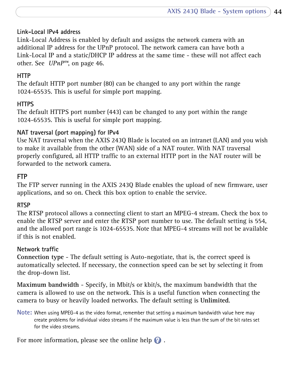 Axis Communications Video Server 243Q Blade User Manual | Page 44 / 72