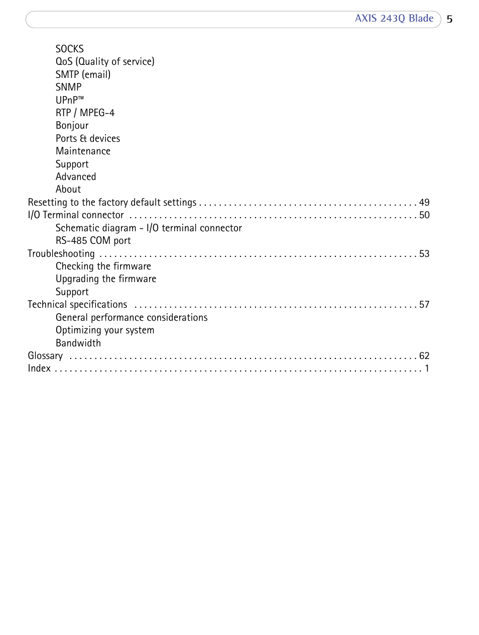 Axis Communications Video Server 243Q Blade User Manual | Page 5 / 72