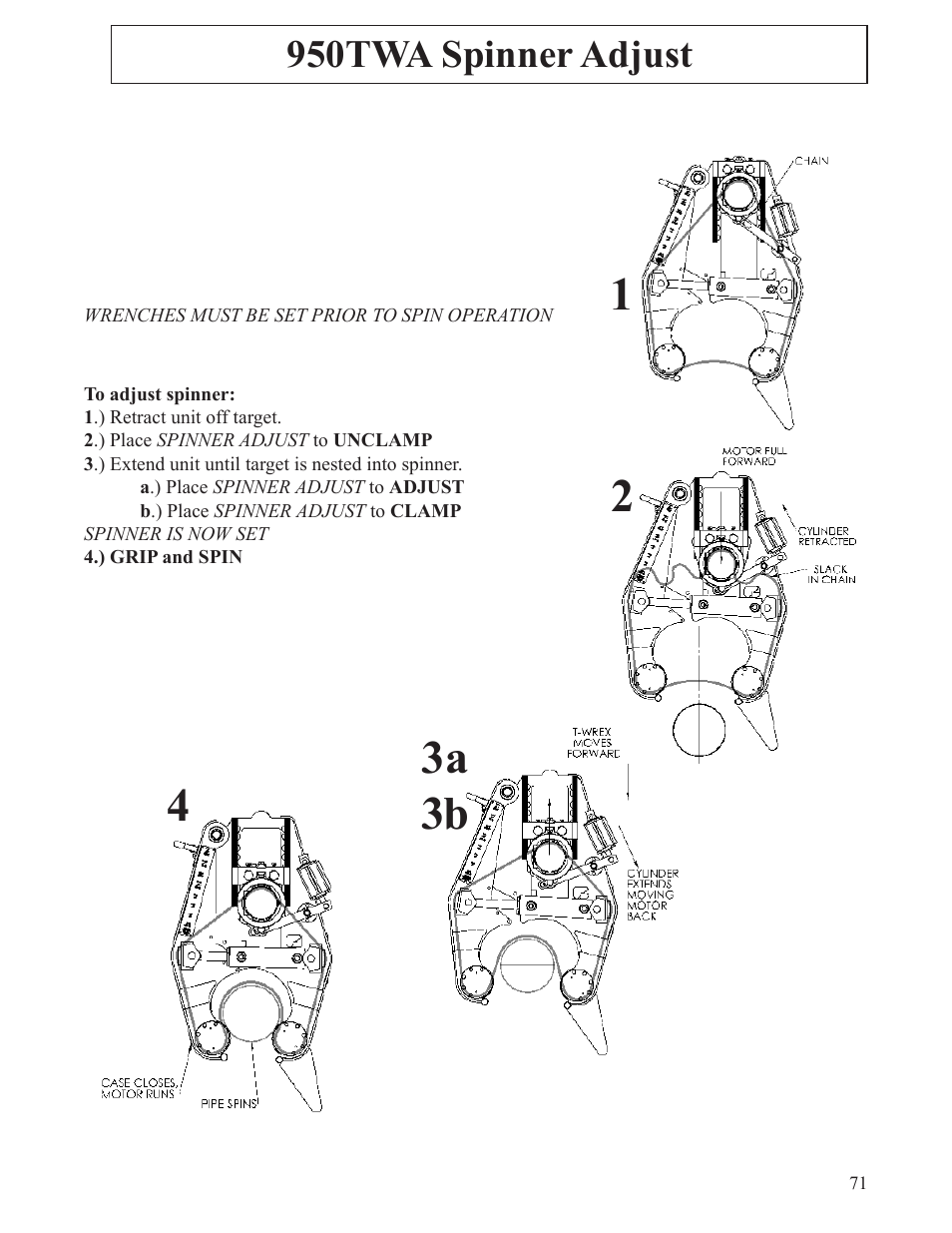 950twa spinner adjust | Hawk Industries T-Wrex Sr. Manual Serial Numbers 106 to 107 User Manual | Page 71 / 77