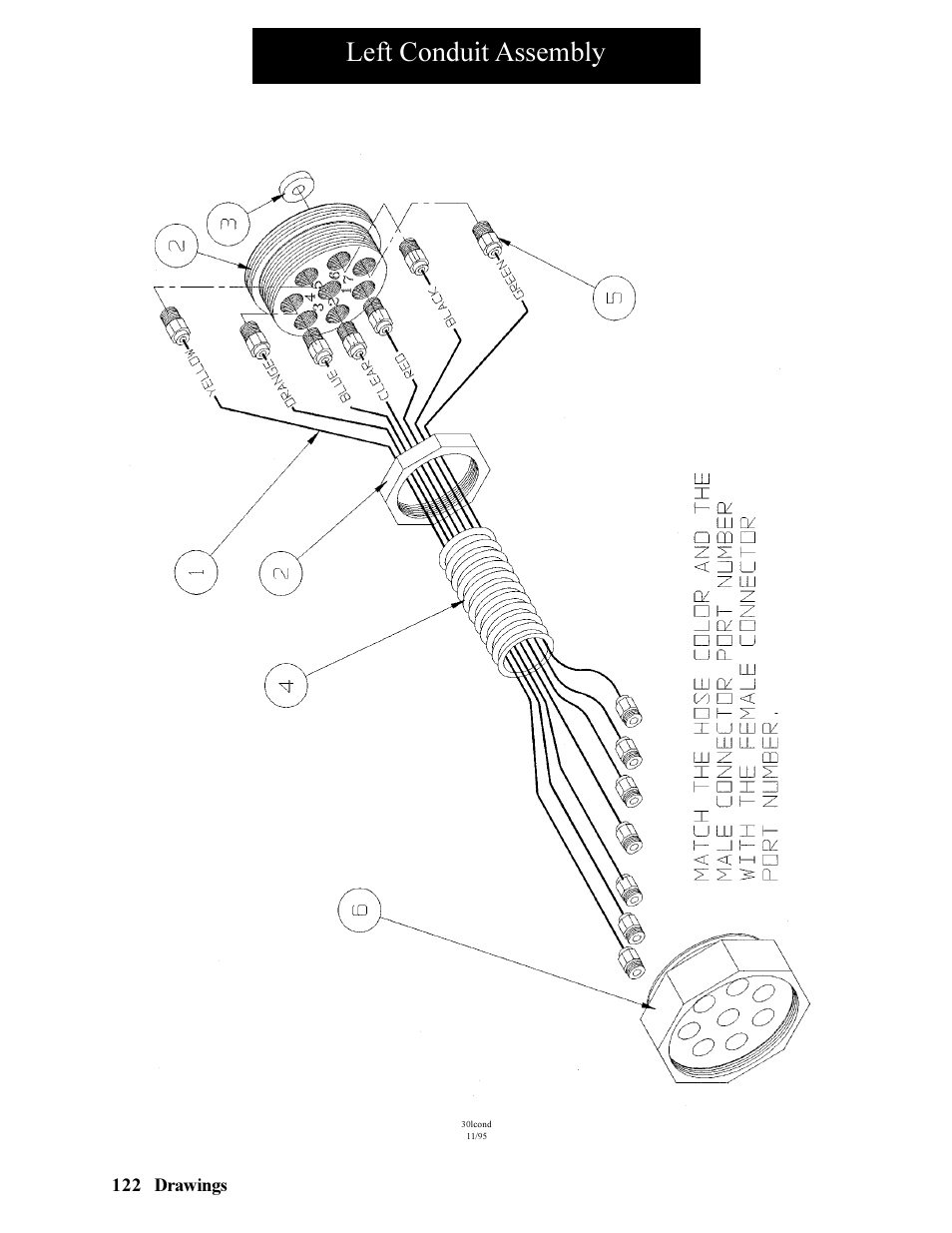 Left conduit assembly | Hawk Industries Hawkjaw Jr. Manual 65K-ALS Serial Numbers 4 to 9 User Manual | Page 122 / 139
