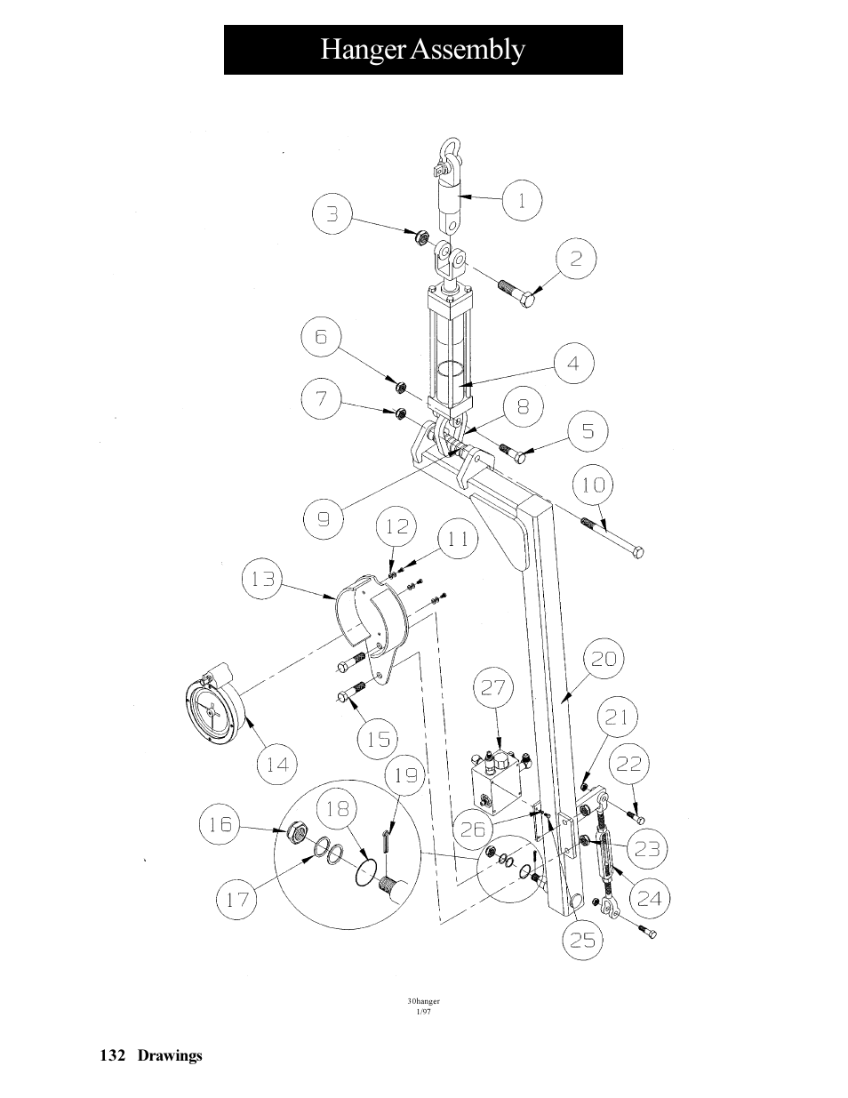 Hanger assembly | Hawk Industries Hawkjaw Jr. Manual 65K-ALS Serial Numbers 4 to 9 User Manual | Page 132 / 139