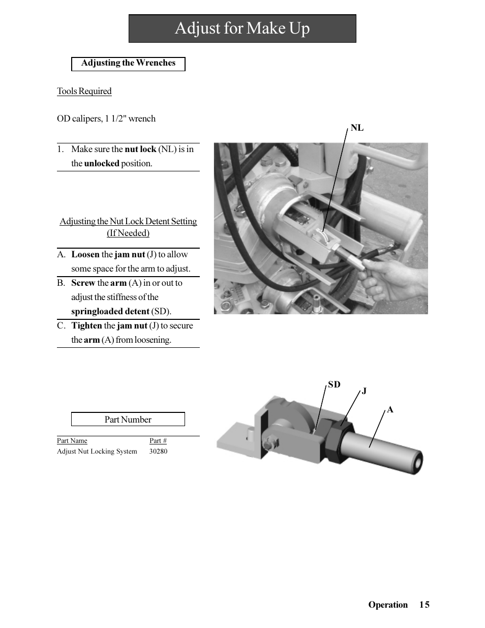Adjust for make up | Hawk Industries Hawkjaw Jr. Manual 65K-ALS Serial Numbers 4 to 9 User Manual | Page 15 / 139