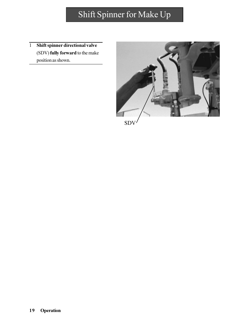 Shift spinner for make up | Hawk Industries Hawkjaw Jr. Manual 65K-ALS Serial Numbers 4 to 9 User Manual | Page 19 / 139